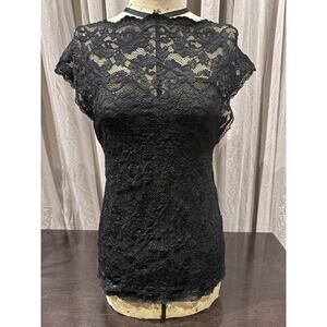 Ann Ferriday VTG Rare Metallic Lined Stretch Lace Top